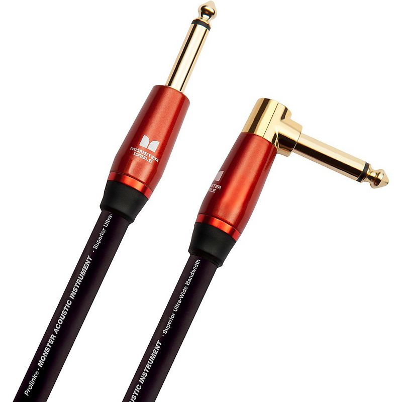 Monster Cable Prolink Acoustic Pro Audio Instrument Cable, Right Angle to Straight, 1 of 5