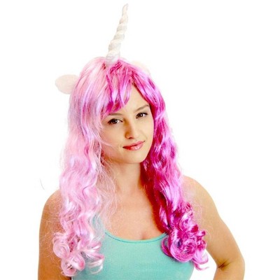 Costume Agent Deluxe Unicorn Costume Wig With Ears Adult: Purple & Pink/Singer