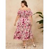 Women Plus Size Off Shoulder Maxi Dress Ruffle Flowy Summer Casual Boho Long Dresses - 4 of 4