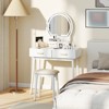 Tangkula Small Vanity Desk w/Mirror & Lights Cushioned Stool 3 Adjustable Lighting Colors - 4 of 4