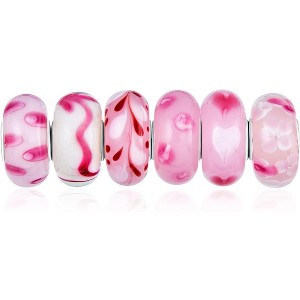 Sterling Silver & Murano Glass Charm Set - Translucent Floral Swirl Spacers for Bracelets - 1 of 4