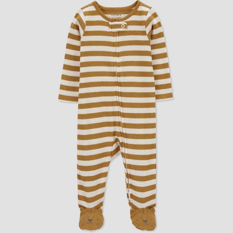 Carter&#39;s Just One You&#174;️ Baby Boys&#39; Striped Lion Footed Pajama - Brown/White, 1 of 5