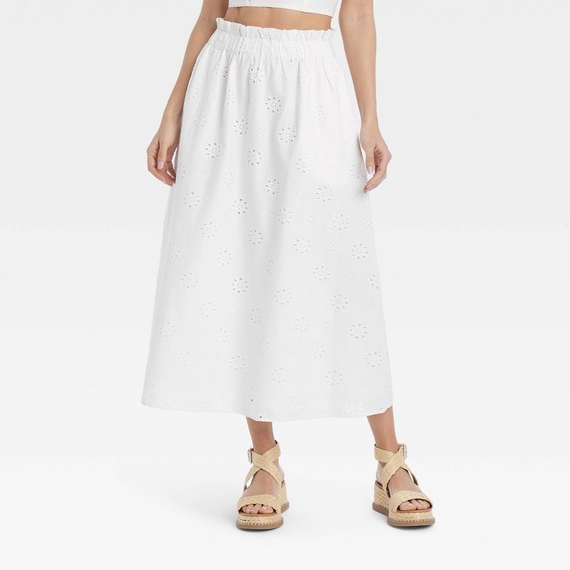 Women's Eyelet Maxi Skirt - Universal Thread™ White, 1 of 10