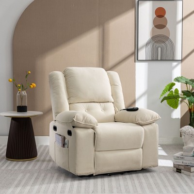 CAVINAS 20 Inch Modern Recliner Chair for Elderly,Upholstered Home Theater Seating with Backrest,Side Pocket and Adjustable Footrest