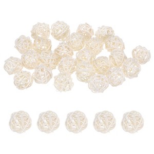Unique Bargains Wicker Rattan Decorative DIY Crafts Balls 1.2 Inch 25 Pcs - 1 of 4