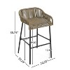 GDFStudio Yitzhak Outdoor 29" Rope Weave Bar Stools with Iron Legs (Set of 2), Black/Brown - 3 of 4