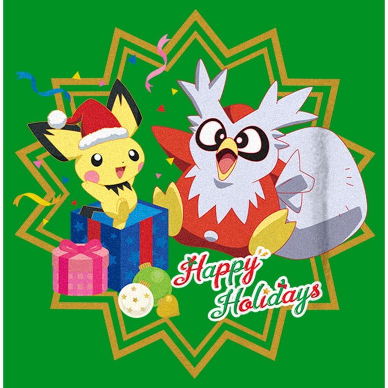 Boy's Pokemon Christmas Pikachu and Delibird Happy Holidays T-Shirt, 2 of 5