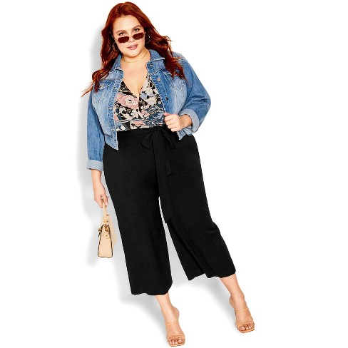 Women's plus size clearance wide leg crop pants