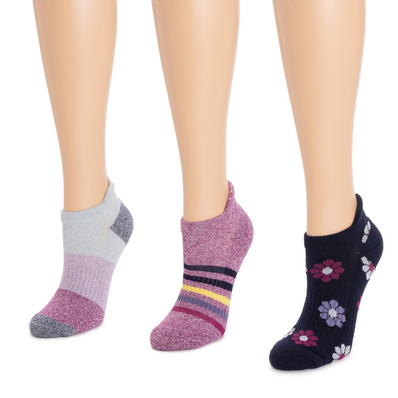 MUK LUKS Womens 3 Pack Nylon Compression Ankle Socks, 1 of 6