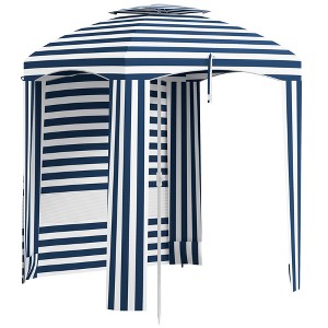 Outsunny 5.8' x 5.8' Cabana Umbrella, Outdoor Beach Umbrella with Double-top, Windows, Sandbags, Carry Bag - 1 of 4