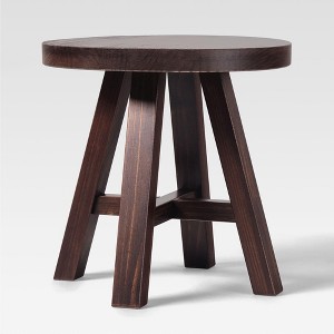 Modern Farmhouse Solid Wood 18" Round Side Table - 1 of 4