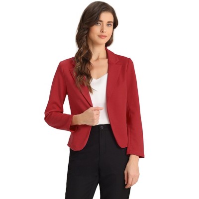 INSPIRE CHIC Women's Business Casual Open Front Fully Lined Crop Suit Jacket