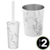 mDesign 2 Piece Steel/Plastic Bathroom Set, Bowl Brush and Trash Can - image 2 of 4