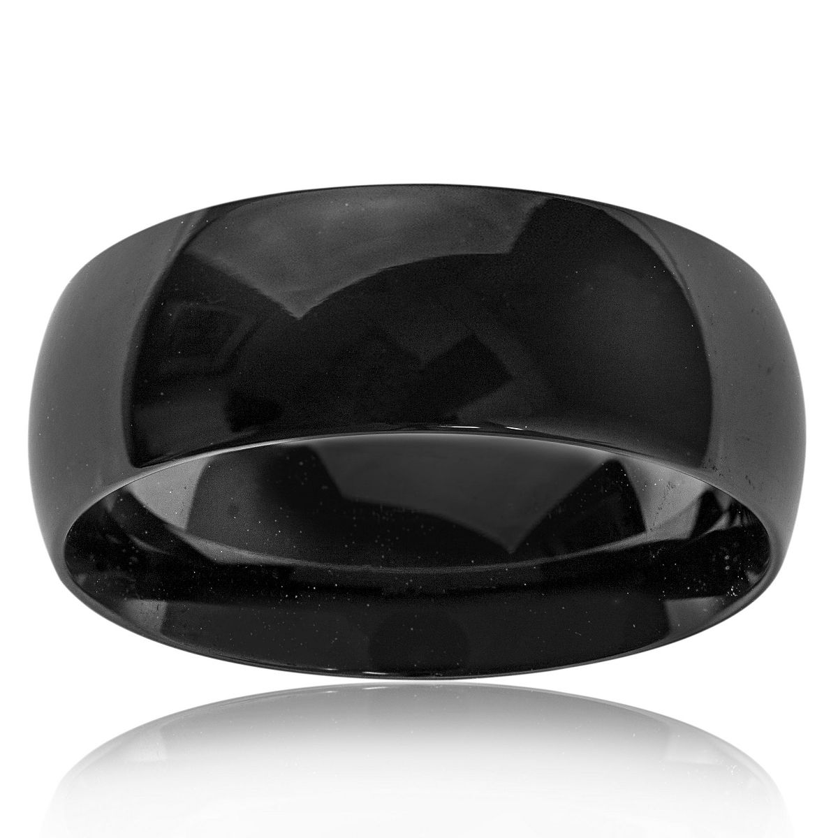 West Coast Jewelry Men's Polished Domed Black Plated Steel Band Ring (8mm) - thumbnail 3