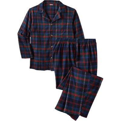 Kingsize Men's Big & Tall Jersey Knit Plaid Pajama Set - Big - 6xl, Navy Plaid  Blue : Target
