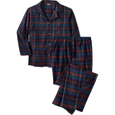 Kingsize Men's Big & Tall Plaid Flannel Pajama Set - Tall - L