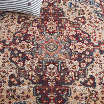 Ivory and Red 9' x 12' Synthetic Reversible Area Rug