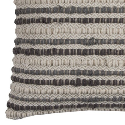 20"x20" Gray and Natural Cotton Striped Pillow Cover