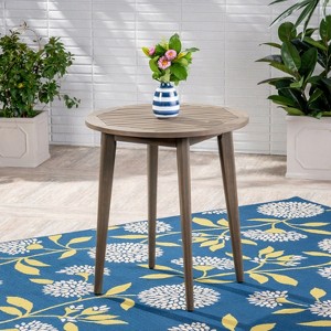 Okak Outdoor Bistro Table Round Side Dining Tables Handcrafted Acacia Wood Patio End Table Outdoor&Indoor for Garden Balcony Yard Pool, Gray - 1 of 4