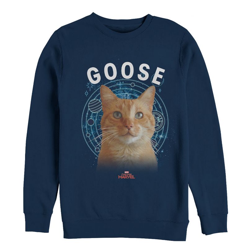 Men's Marvel Captain Marvel Planet Goose Cat Sweatshirt, 1 of 4