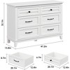 6 Drawers Chest, 47 Inch Wide Dresser with Separate Storage Wide Drawers for Living Room, Bedroom White - 4 of 4