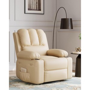 22" manual recliner chair with 1.5X sponge filling, cup holder, and retractable armrests; perfect for living rooms, bedrooms, and nurseries. - 1 of 4