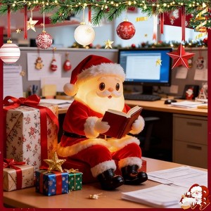 Angel Sar Santa Claus Reading Book Lamp, Vintage Christmas Table Decor Night Light for Home Desk Shelf - 1 of 4