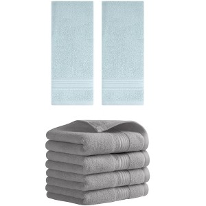 REGALWOVEN Solid Striped Cotton Soft Absorbent Hand Towels for Bath Hotel Spa 13" x 29" - 1 of 4