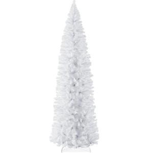 Best Choice Products White Artificial Holiday Christmas Pencil Tree w/ Metal Base - 1 of 4