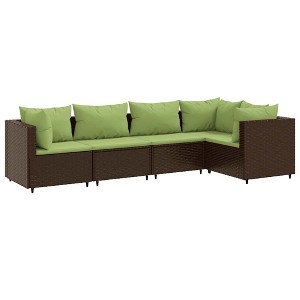 vidaXL Patio Lounge Set Brown PE Rattan, Powder-Coated Steel, Polyester - 1 of 4