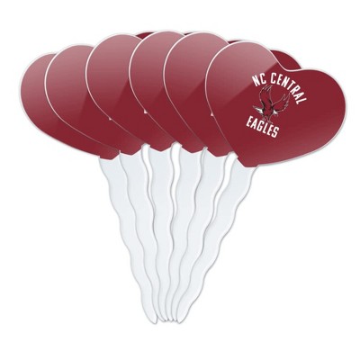 North Carolina Central Eagles Logo Heart Love Cupcake Picks Toppers Decoration Set of 6