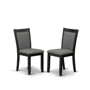 East West Furniture,Modern Dining Chairs - Dark Gotham Grey Linen Fabric Seat and High Chair Back (Set of 2) - 1 of 4