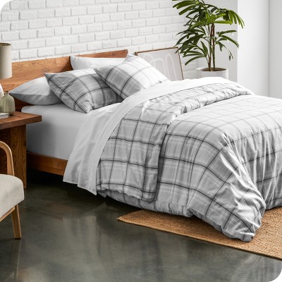 Gray Full/Queen Cotton Flannel Duvet Cover Set