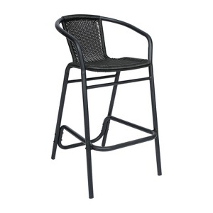 Emma and Oliver Set of Four Indoor/Outdoor Restaurant Style Rattan Barstools - 1 of 4