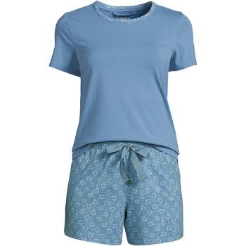 Lands' End Women's Knit Pajama Short Set Short Sleeve T-Shirt and Shorts