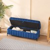 49.21"W Velvet Upholstered Storage Bench with Metal Legs, End of Bed Footstool Ottoman for Living Room, Entryway and Bedroom - ModernLuxe - 2 of 4