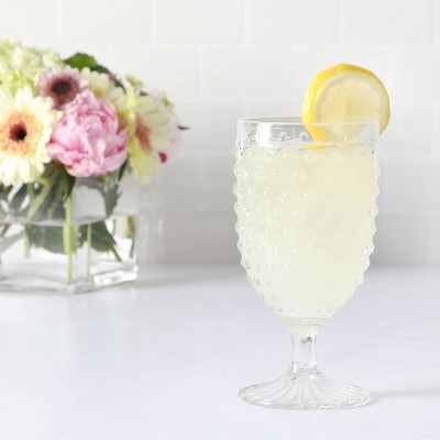 Chauncey Clear 14.2 oz Hobnail Handmade Glass Tumbler Set of 4
