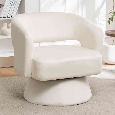 CAVINAS Velvet Fabric Swivel Accent Chair with Shoulder-Blade-High Backrest,Upholstered Swivel Arm Chairs,Reading Chairs for Living Room