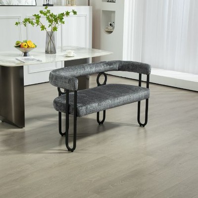 CAVINAS Modern Loveseat Sofa, Chenille Fabric 2 Seater Sofa Couch with Arms and Metal Legs, for Small Space