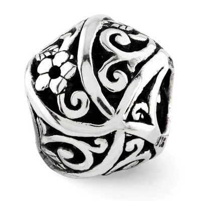 Black Bow Jewelry Sterling Silver Vining Flower Bali Bead Charm