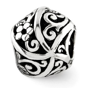 Black Bow Jewelry Sterling Silver Vining Flower Bali Bead Charm - 1 of 3