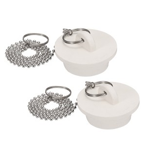 Unique Bargains Rubber Beaded Chain with Pull Ring Durable Drain Stopper 2 Pcs - 1 of 4