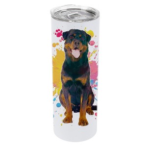 100 North 20 Ounce Stainless Steel On the Go Travel Tumbler With Push Top Lid, Rottweiler Dog Paint Splatter - 1 of 4