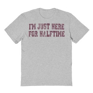 Rerun Island Men's Just Here For Halftime Short Sleeve Graphic Cotton T-Shirt - 1 of 1