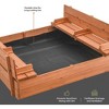Large Wooden Kids Sandbox with Lid - Outdoor Sand Box with Cover for Sand Protection, Foldable Bench Seats, and Bottom Liner Play22usa - 3 of 4