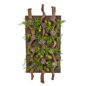 Nearly Natural 41-in x 19-in Mixed Succulent Artificial Living Wall