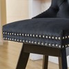 PDTEND Swivel Velvet Bar Stools with Button Tufted Decoration and Wooden Legs, Chrome Nailhead Trim Set of 2 - 4 of 4