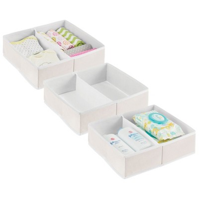 Mdesign Fabric Dresser Drawer/closet Storage, 2 Section Tray, 3 Pack ...
