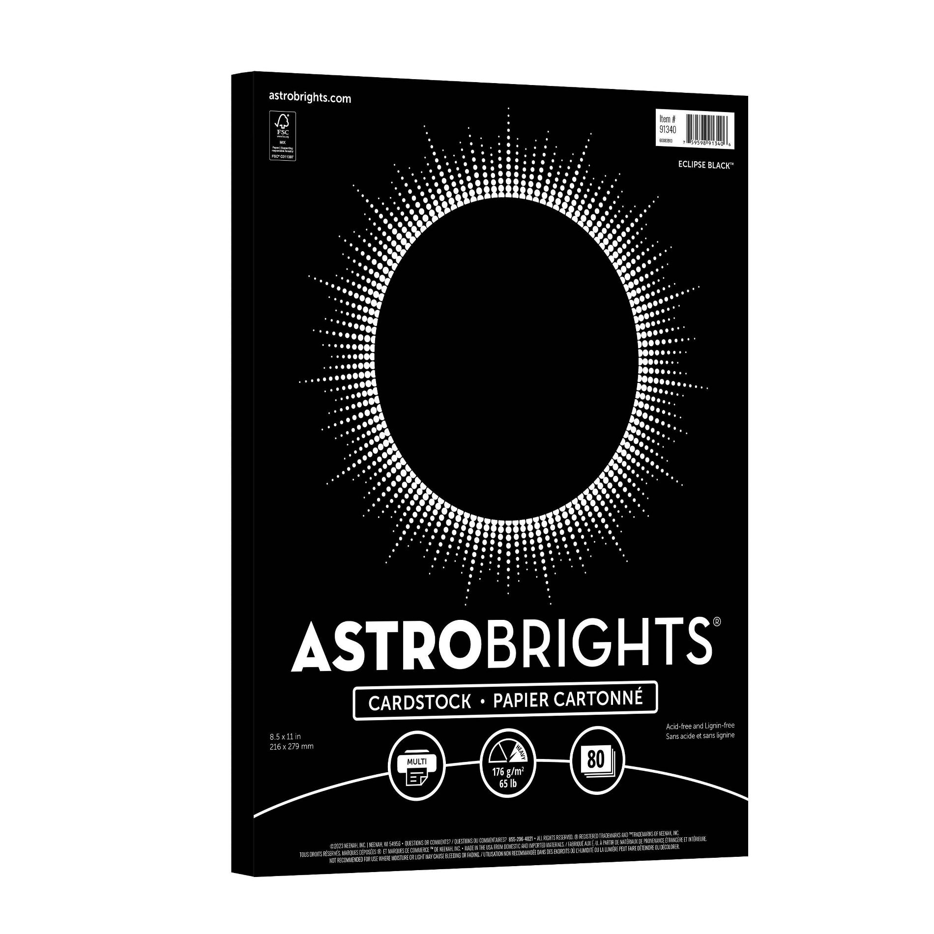 Astrobrights Black Cardstock: 8.5 x 11 Inch Uncoated Paper, 80 Sheets, Multicolored, Art & Stationery Basics
