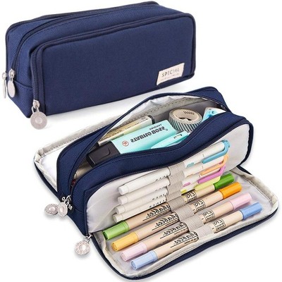 Fmeida Large Pencil Case 3 Compartments Pencil Pouch Big Capacity Pencil Bag for Kids Teen Girls Boys Student School Black
